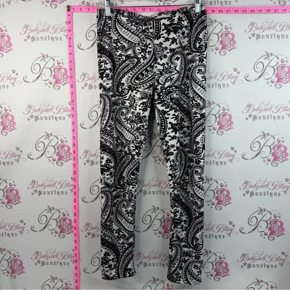 Just cozy fleece lined leggings pants bottoms Black & White Paisley Leggings